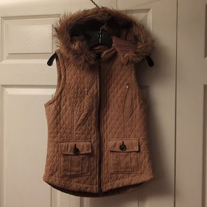 Ladies Faux Suede Vest with Hood